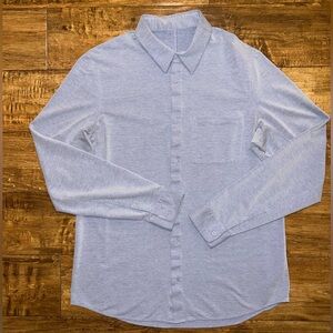 Like New Mens Lululemon Commission Long Sleeve  Blue Linen and white  L